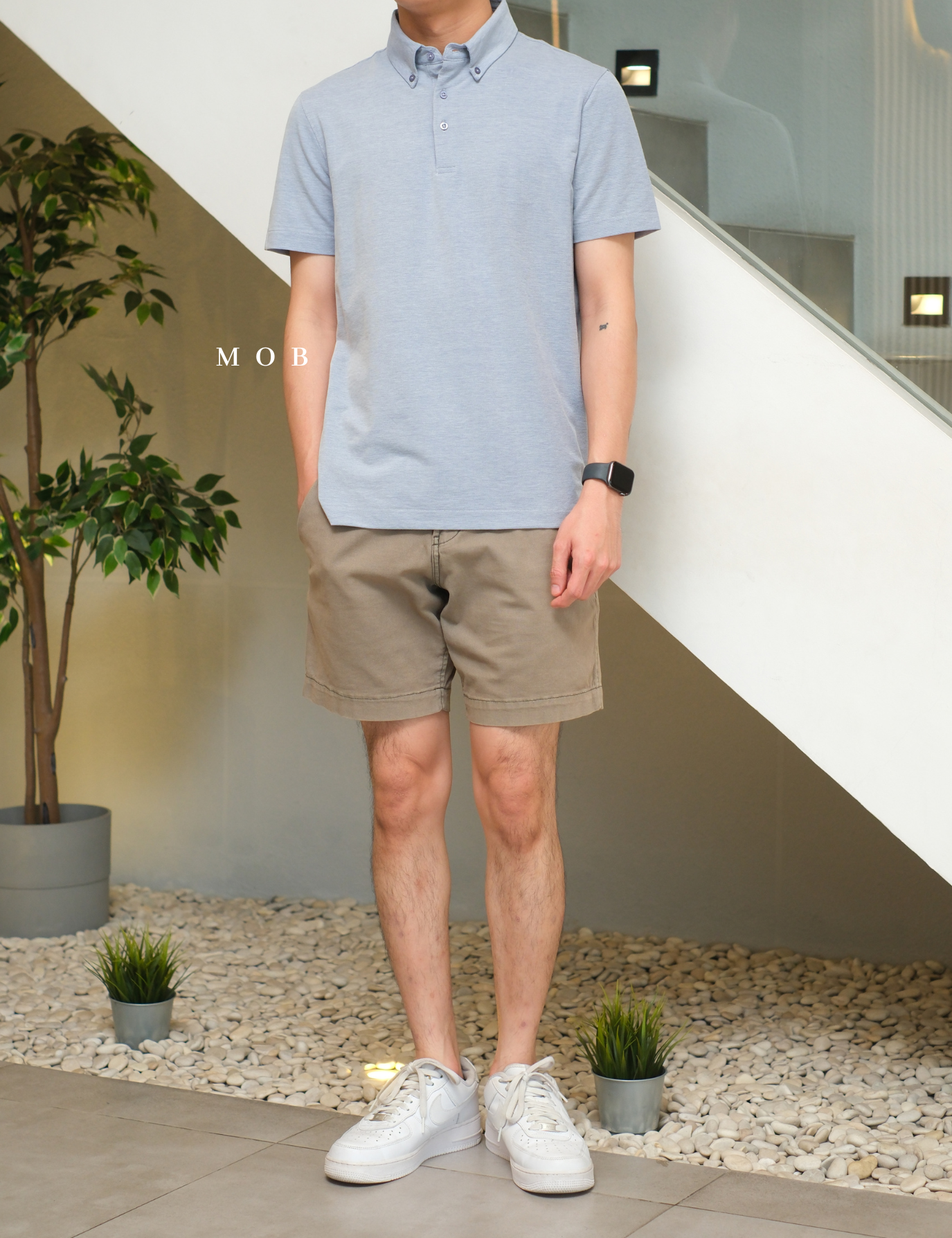 ARK01SSP017 Hybrid Button Down Collar Polo Shirt Blue Horizon