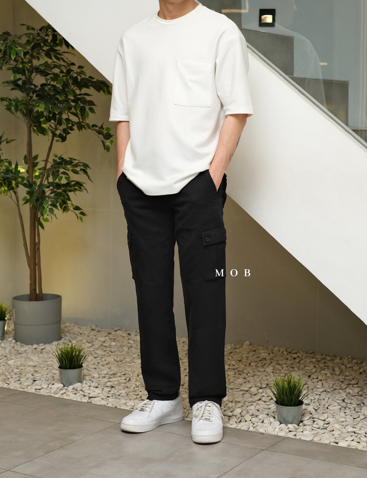 AZEPT05001 Straight Fit Cargo Pants Black 