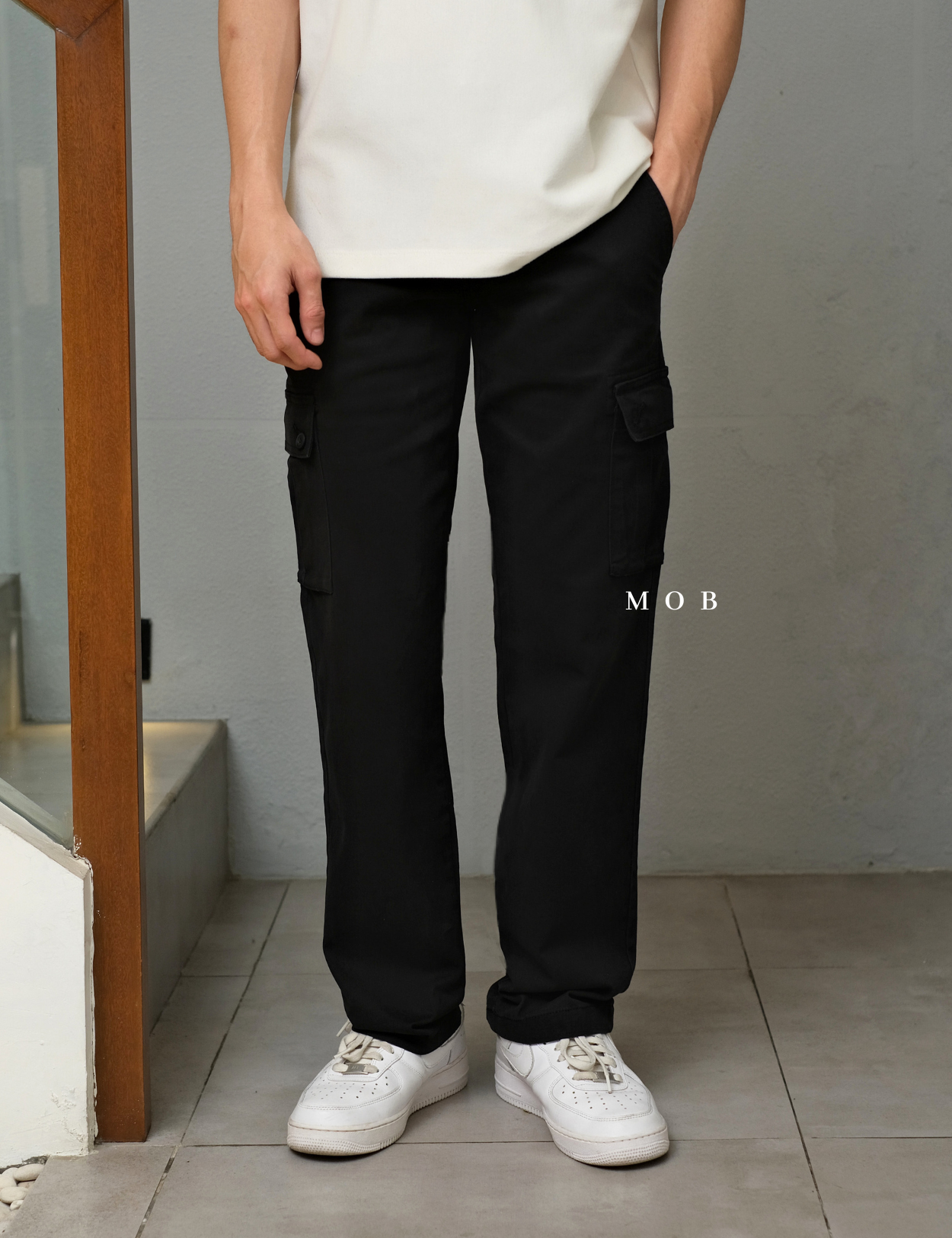 AZEPT05001 Straight Fit Cargo Pants Black 