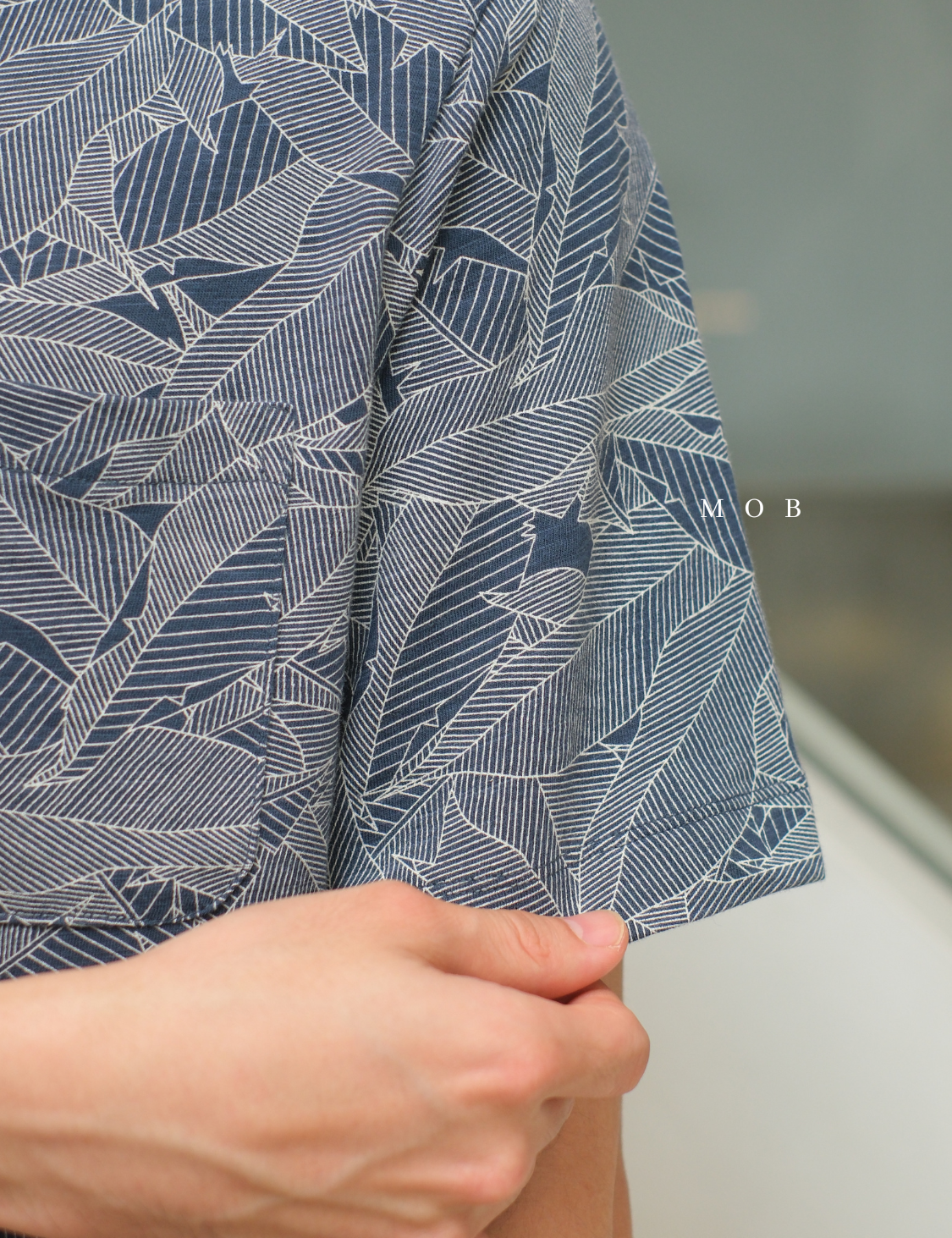 GFPS05002 Basic Polo Shirt Leaf Pattern Navy Grey "SI MEWAH"