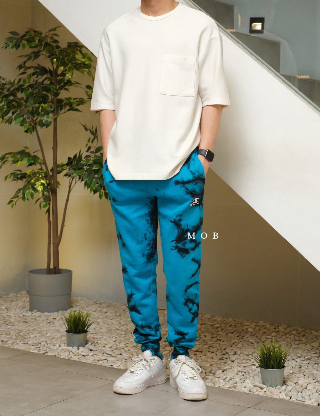 CHMPJP09001E Galaxy Tie Dye Jogger Blue Black