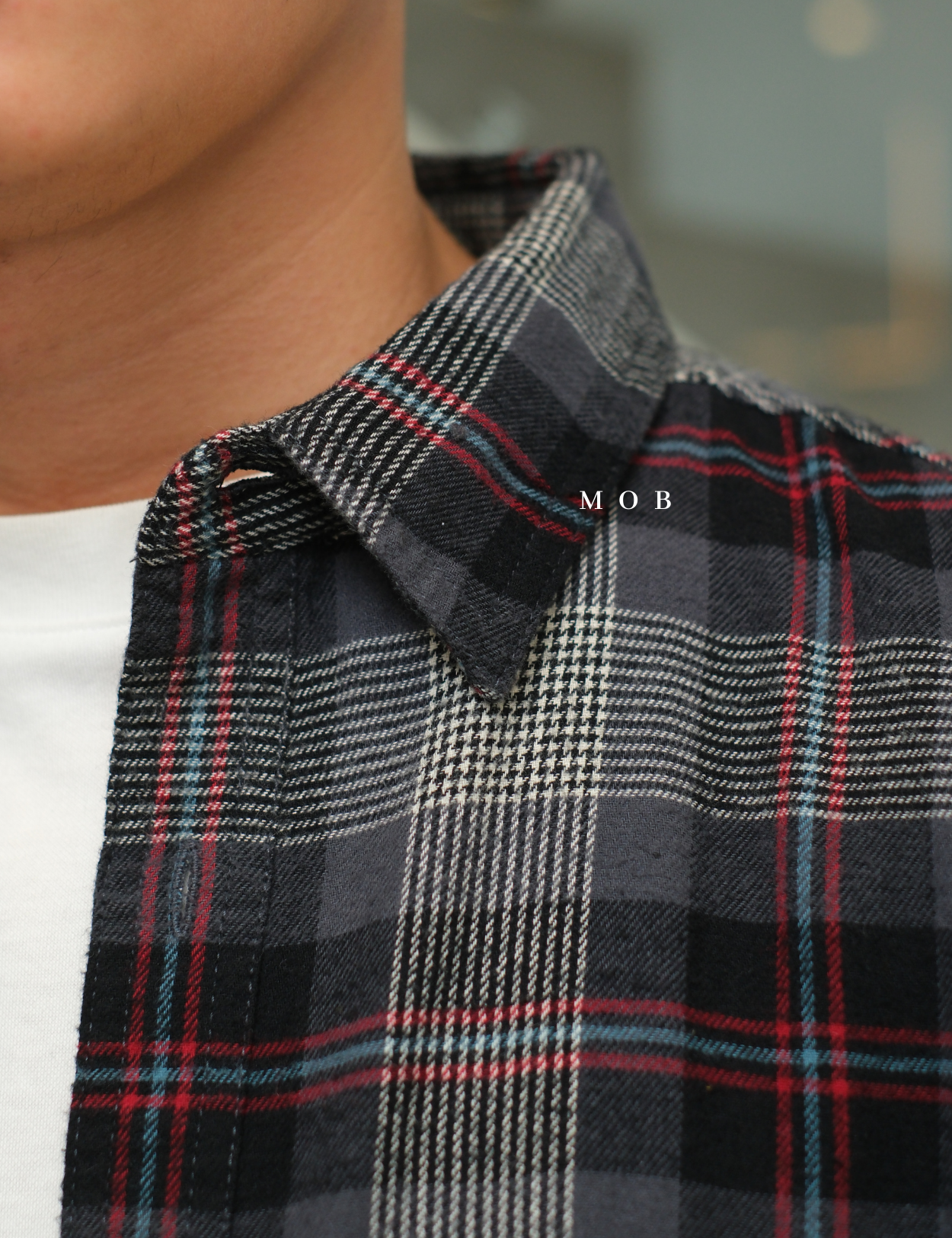 SNMLSS01004 Super Soft Flannel LS Shirt Black Grey Red Plaid