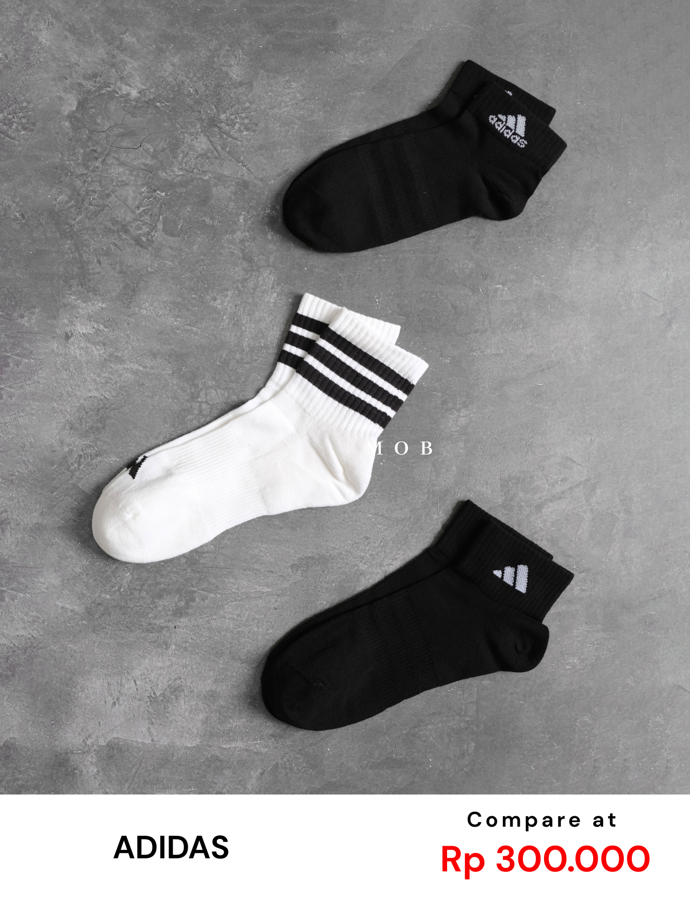 ADDSSO02002 Ankle & Mid Crew Socks Type 2 (3 PASANG)