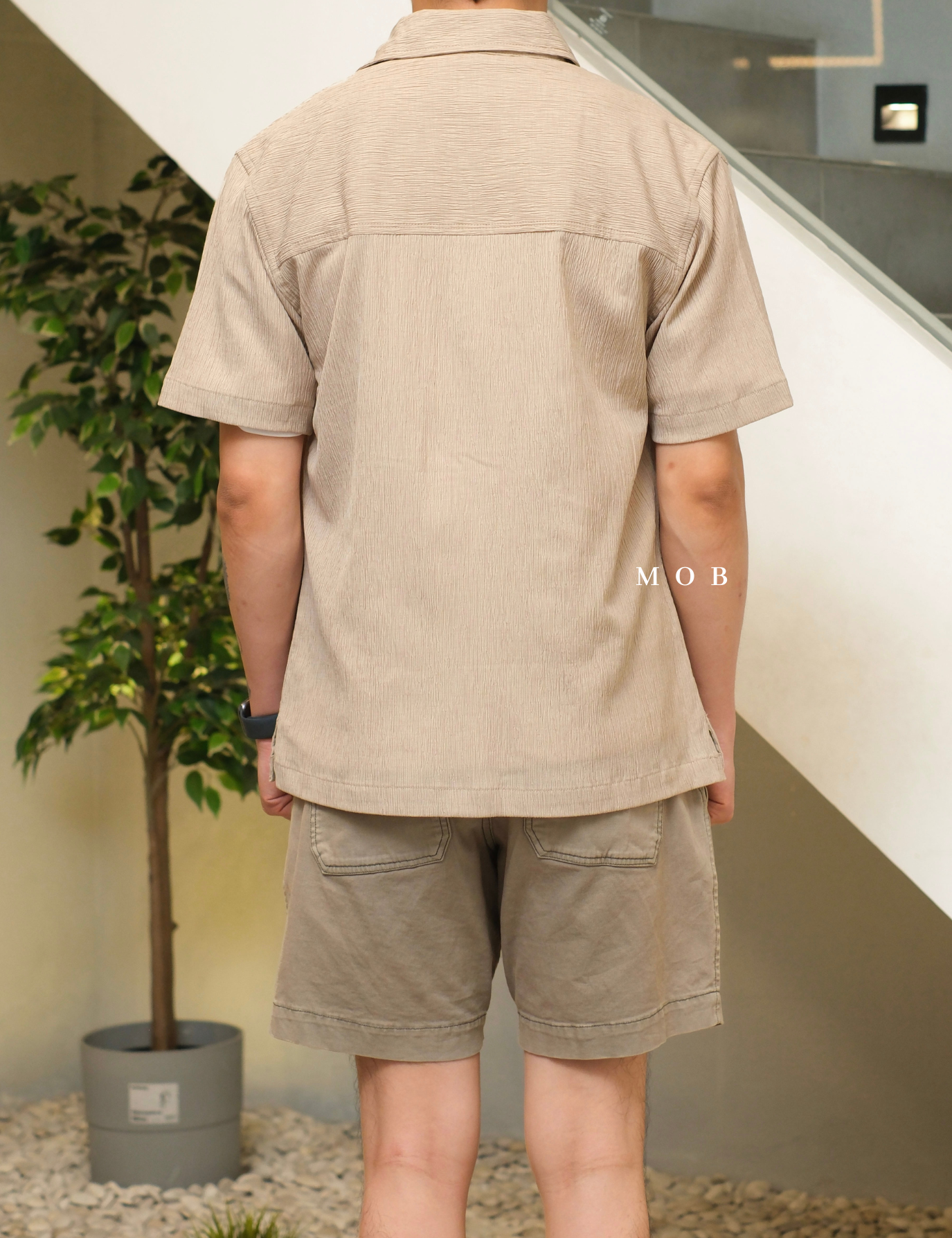 ICN01SSS001-002 Crinkled SS Shirt Khaki 