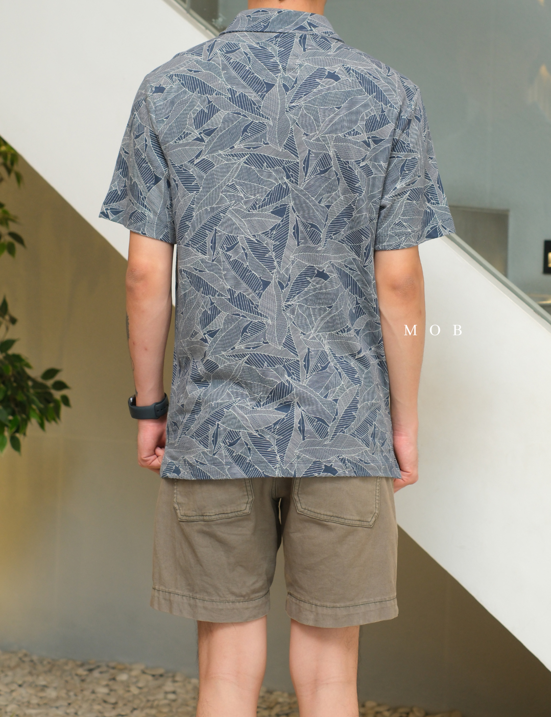 GFPS05002 Basic Polo Shirt Leaf Pattern Navy Grey "SI MEWAH"