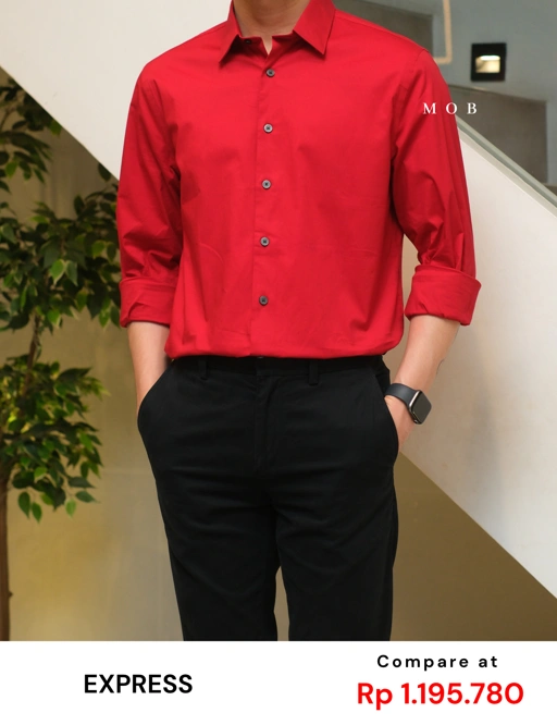 EXLSS07007 FITTED Stretch 1MX LS Shirt Red