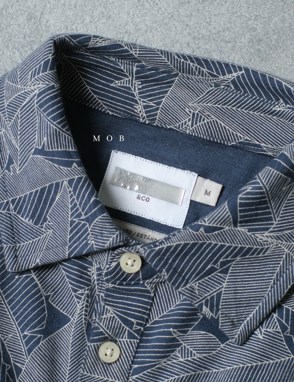 GFPS05002 Basic Polo Shirt Leaf Pattern Navy Grey "SI MEWAH"