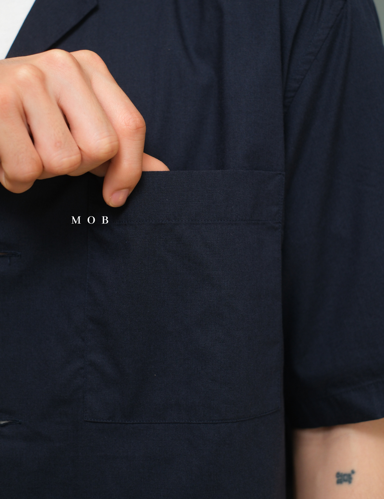 UNQSSS05001C Cotton Open Collar SS Shirt Navy