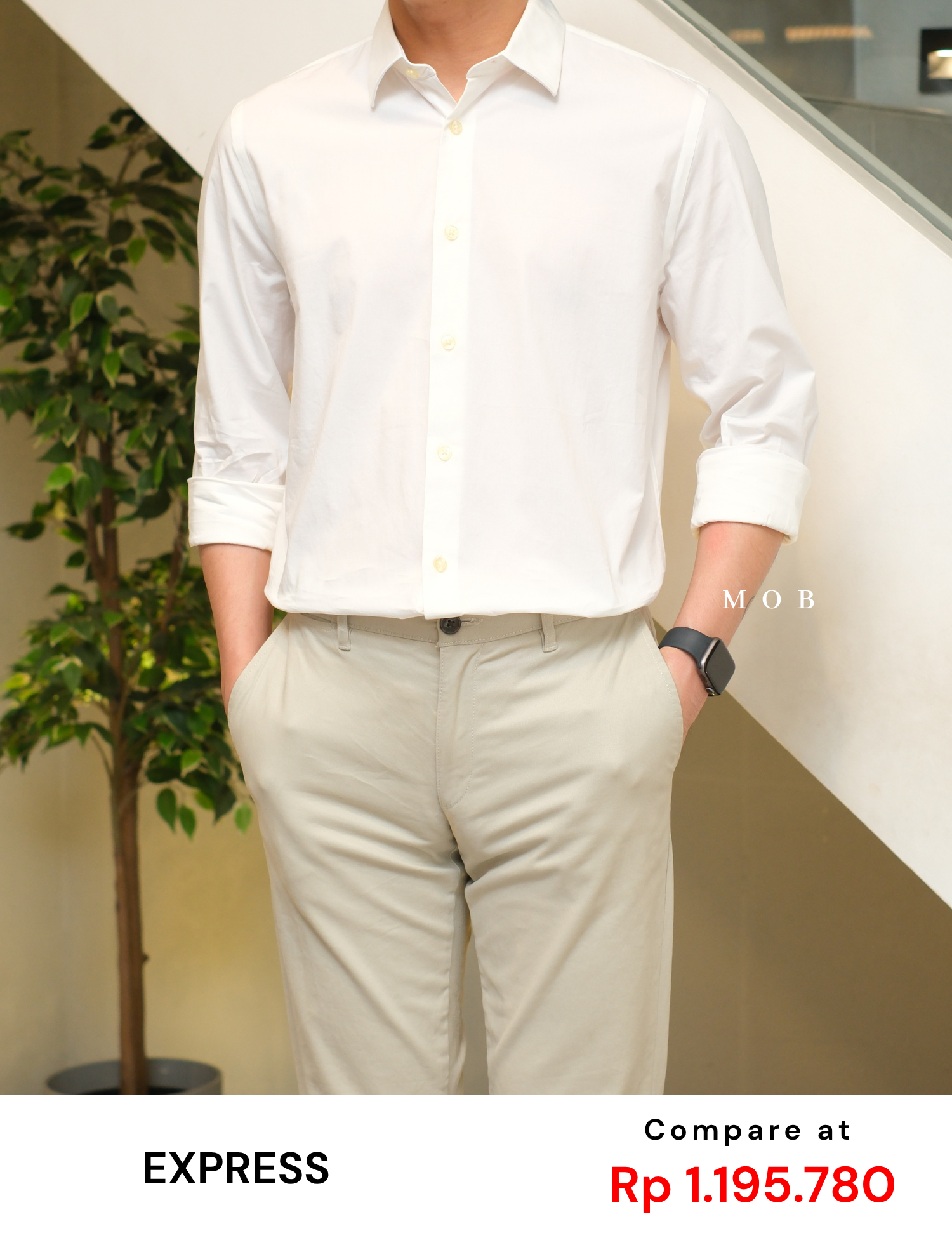 EXLSS07008 FITTED Stretch 1MX LS Shirt White