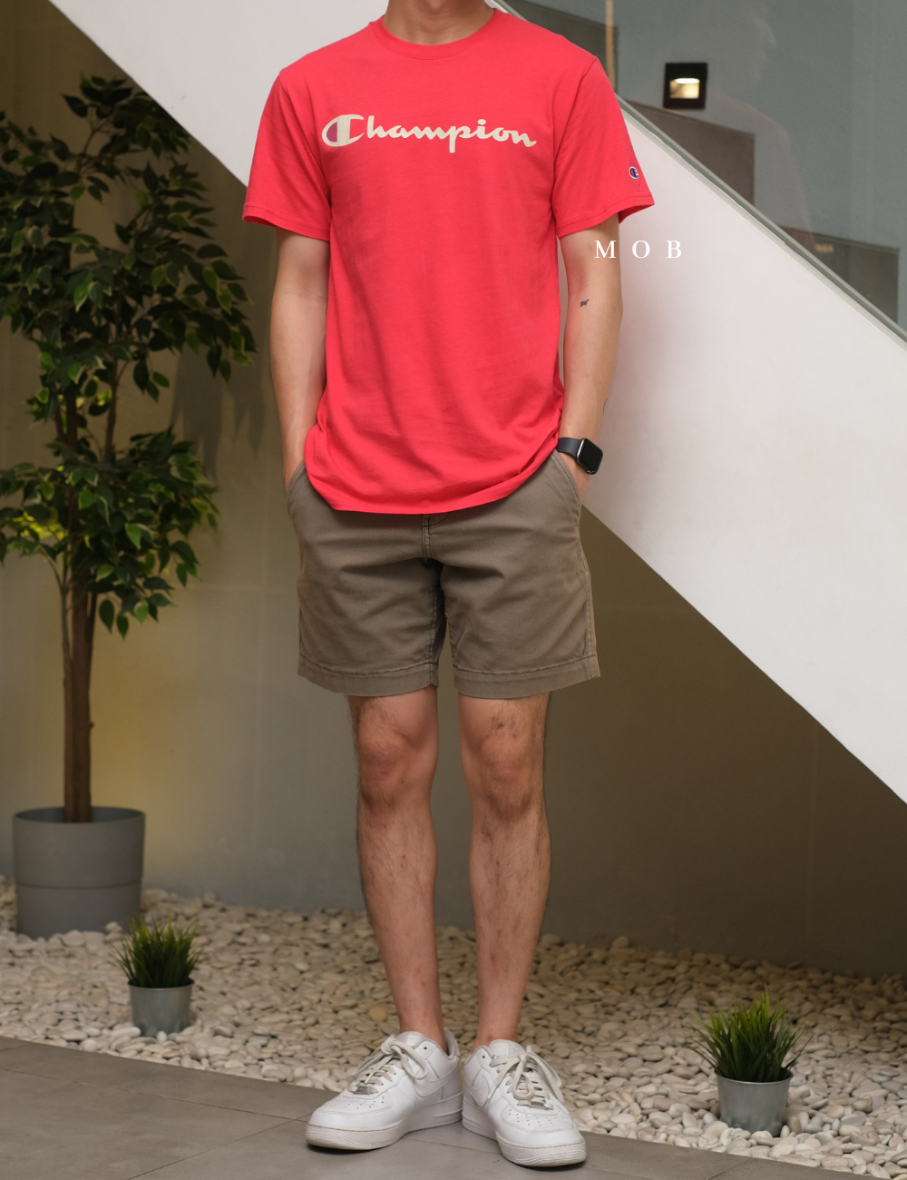 CHMPSST2002C Classic Script Logo SS Tee Desire Red