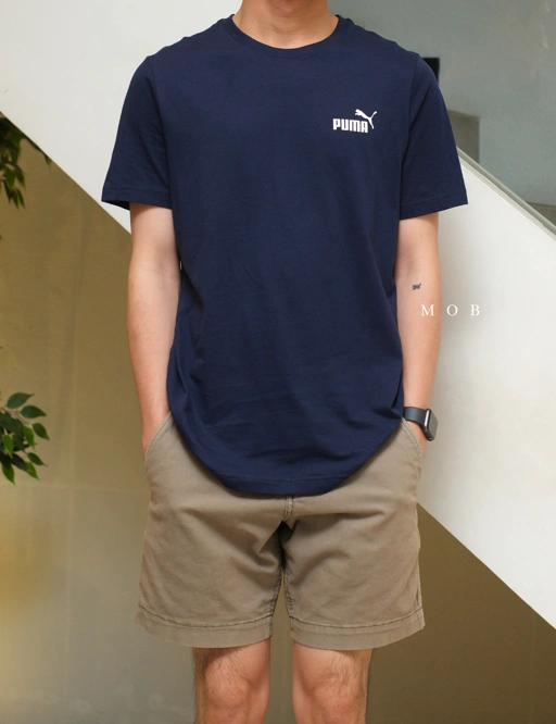 Image of PMSST07005B Essentials Small Script Logo SS Tee Navy 