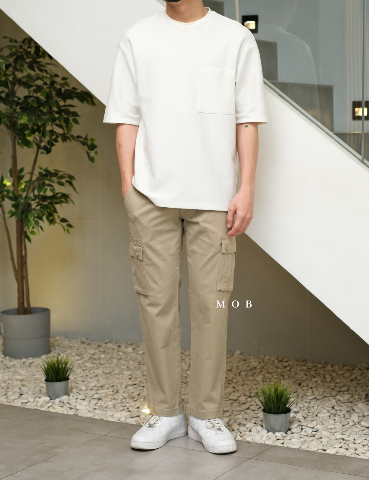 AZEPT05004 Straight Fit Cargo Pants Beige 