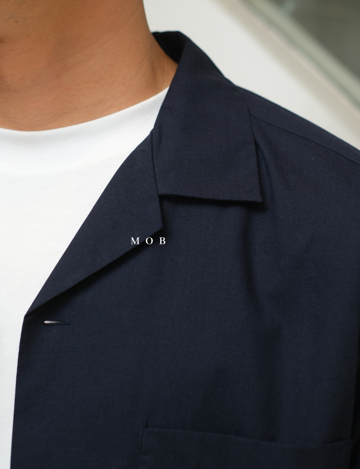 UNQSSS05001C Cotton Open Collar SS Shirt Navy