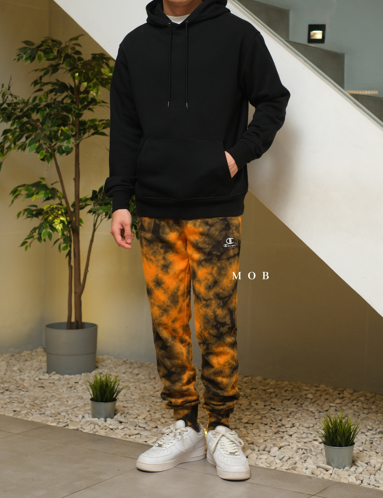 CHMPJP09001F Galaxy Tie Dye Jogger Orange Black