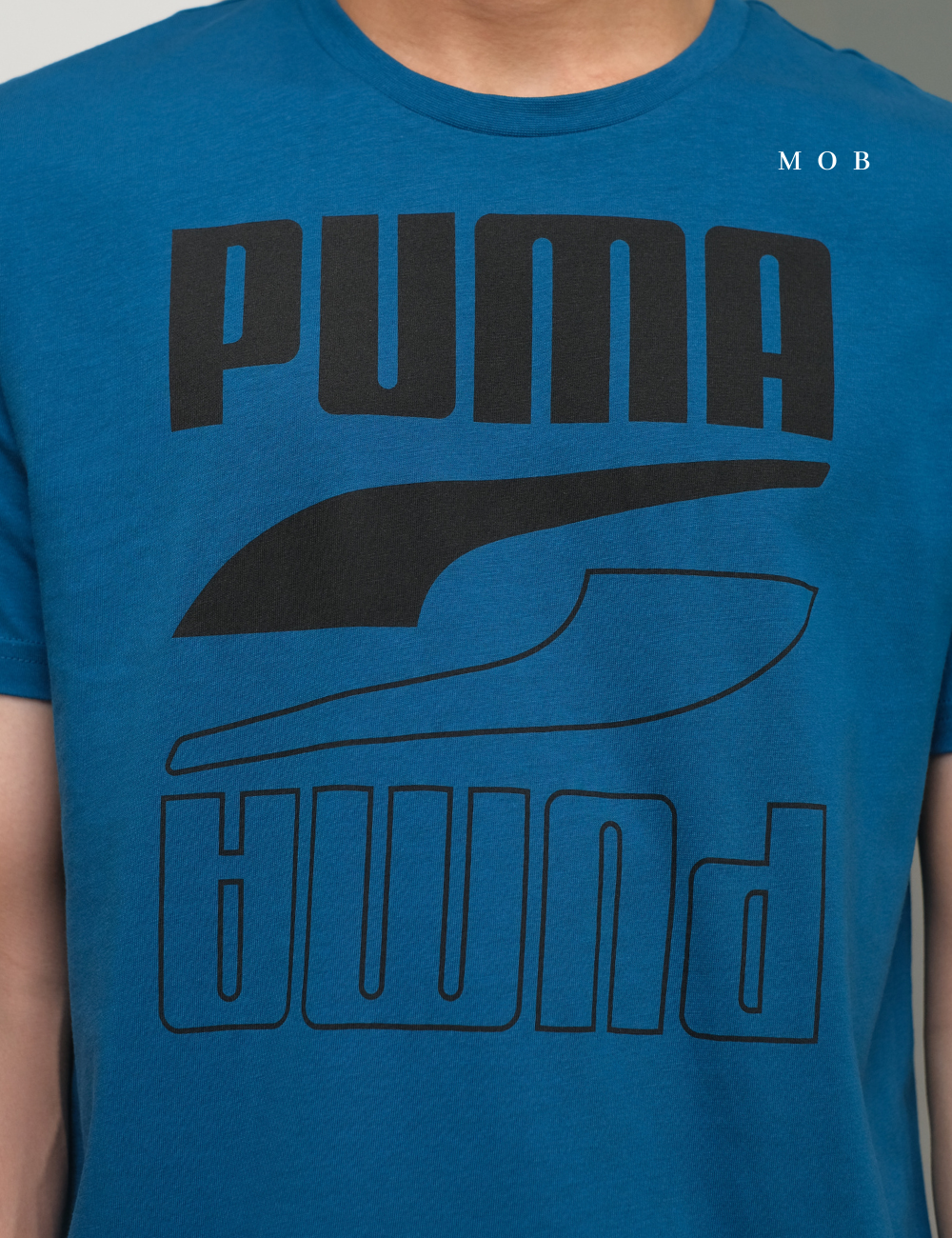 PMSST09013A Rebel Double Script Logo SS Tee Coastal Blue