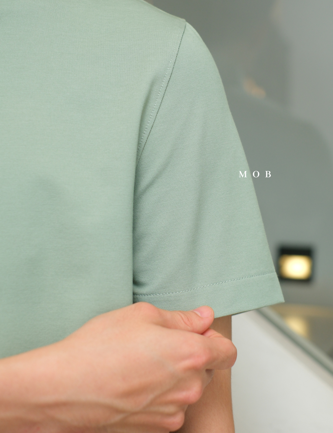 ARK01SSP015 Hybrid Button Down Collar Polo Shirt Palm Green
