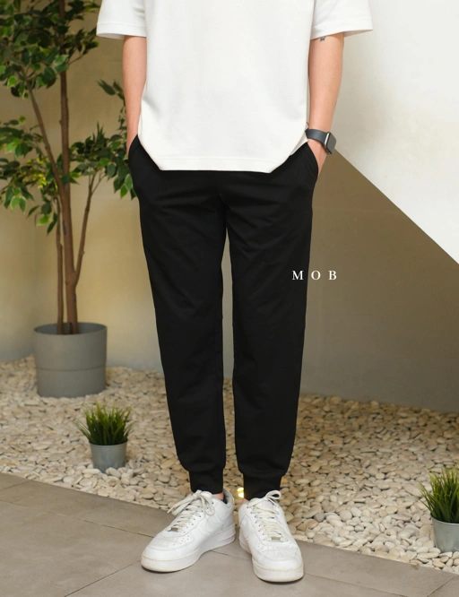 Image of GUJP03001 Stretch Jogger Pants Black