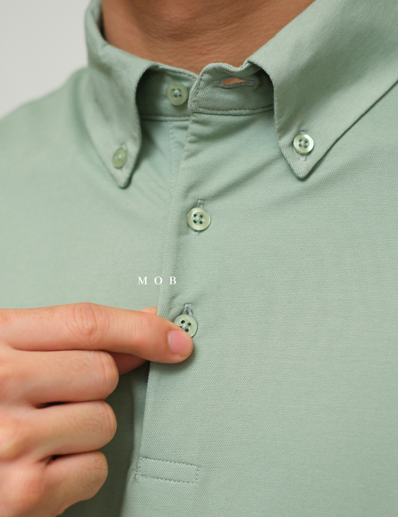 ARK01SSP015 Hybrid Button Down Collar Polo Shirt Palm Green