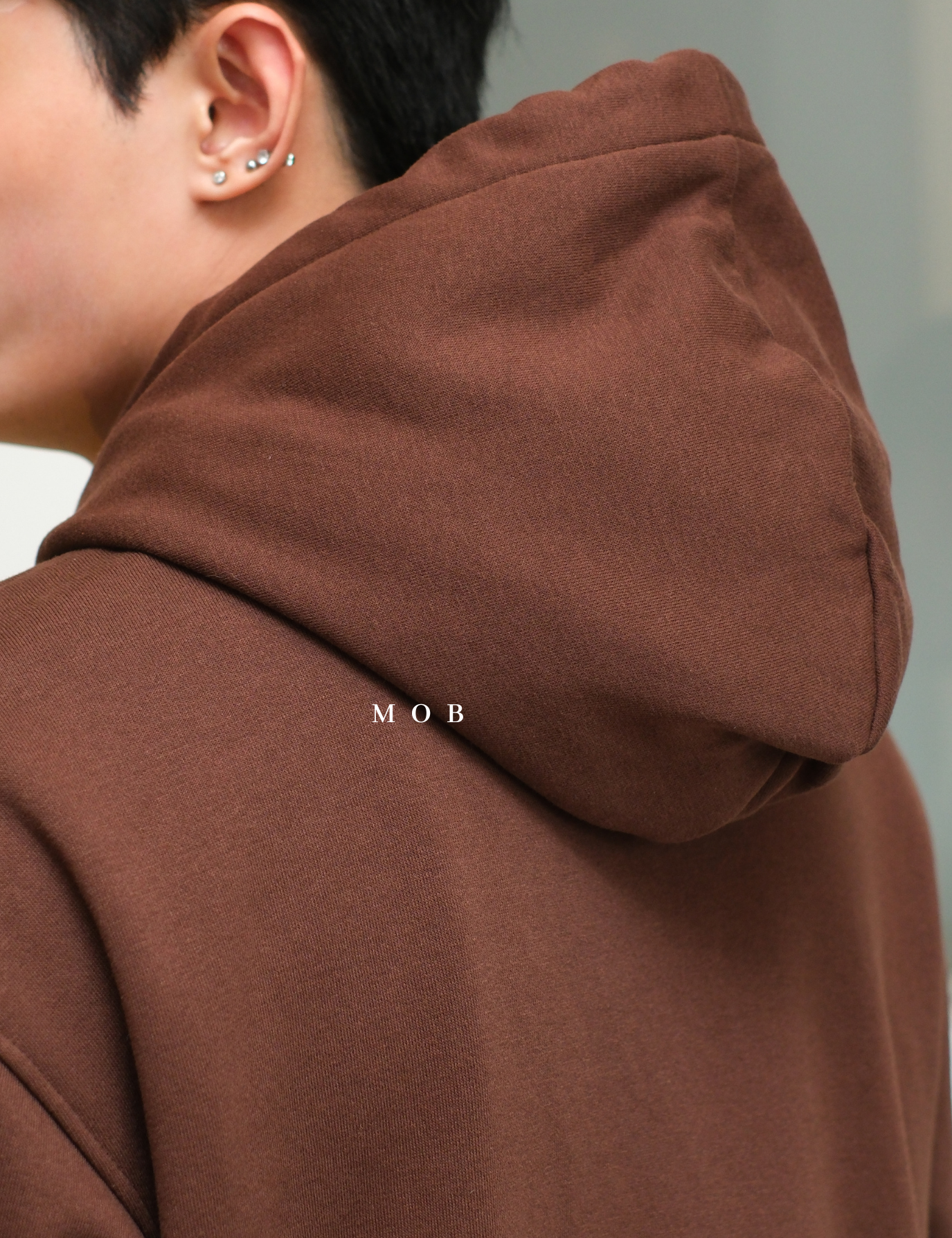 HMHOD02002D Loose Basic Pullover Hoodie Brown