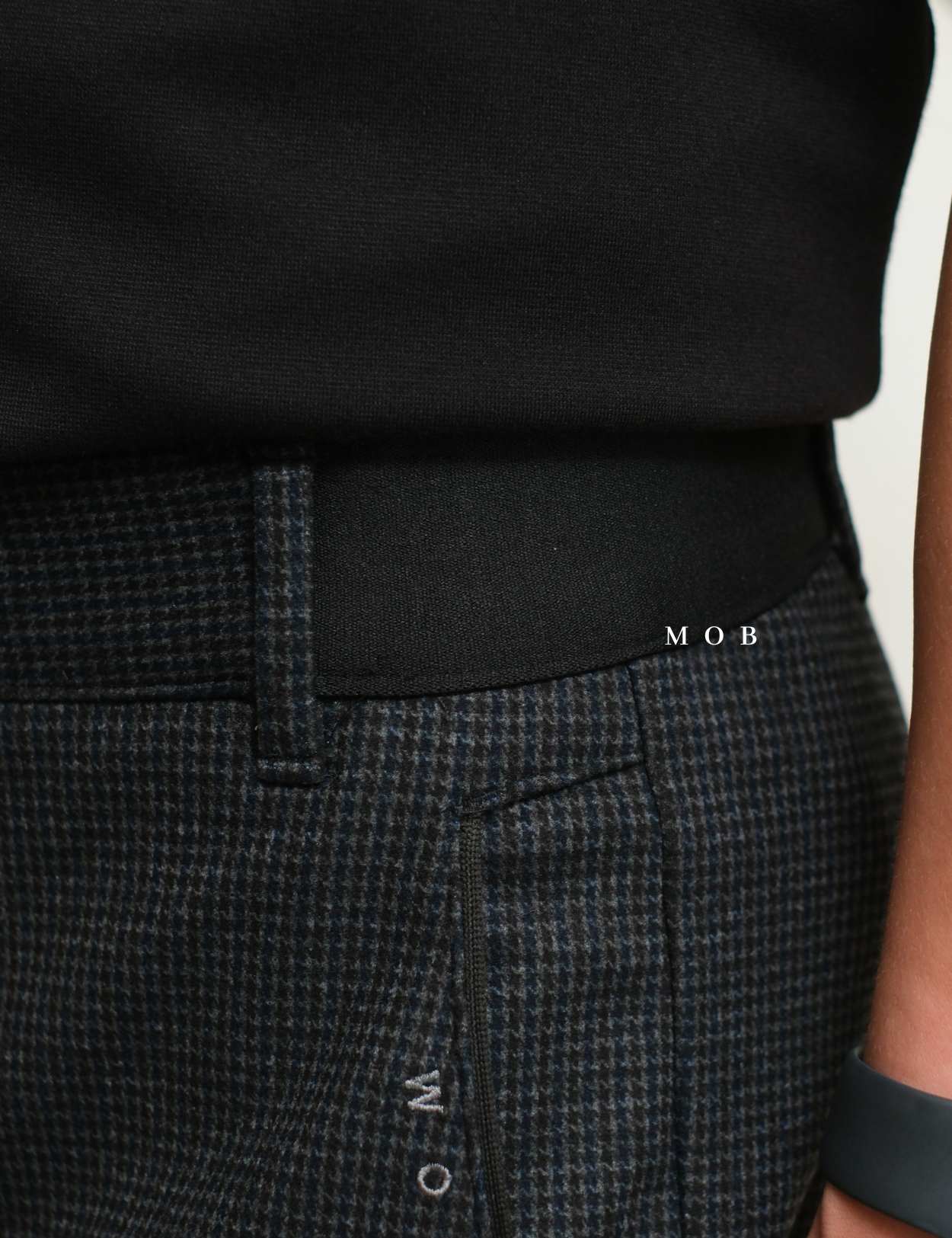 WSYPT01003 Power Basic Pants Black Herringbone