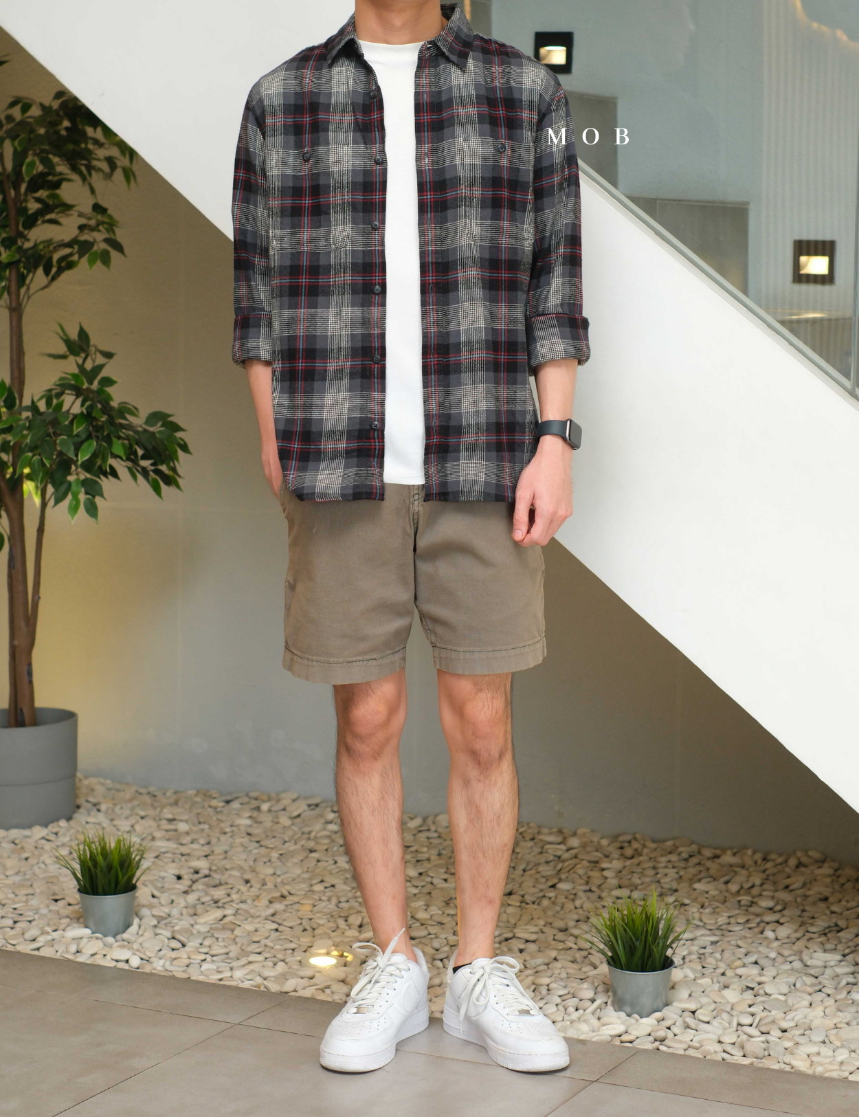 SNMLSS01004 Super Soft Flannel LS Shirt Black Grey Red Plaid