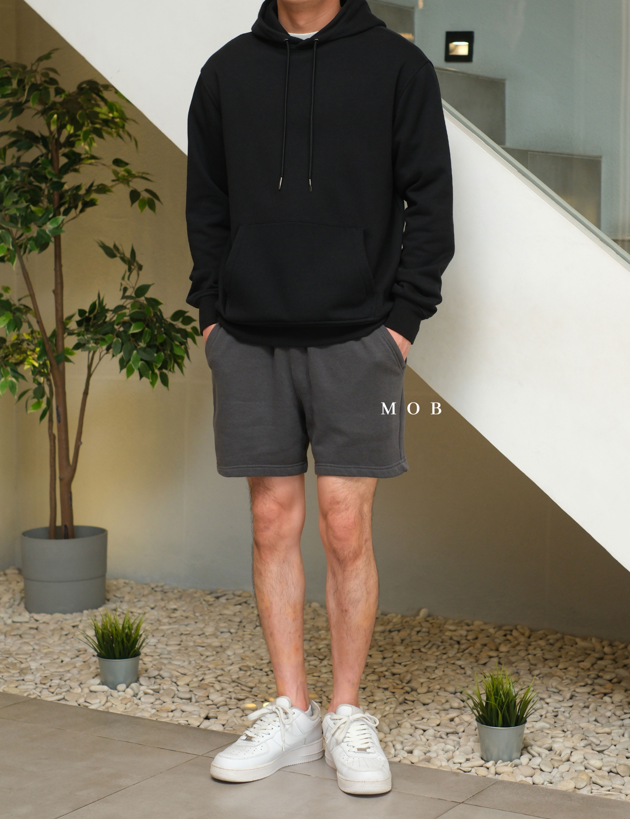 ARSR03001A Basic Solid Fleece Shorts Grey