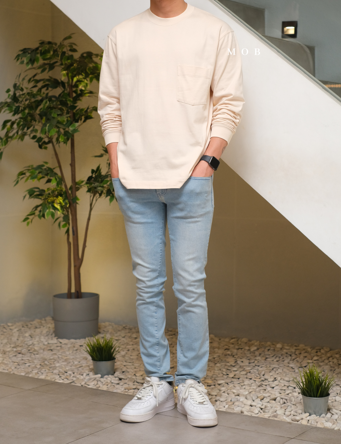 UNQLST02003 Basic Crewneck LS Tee Beige