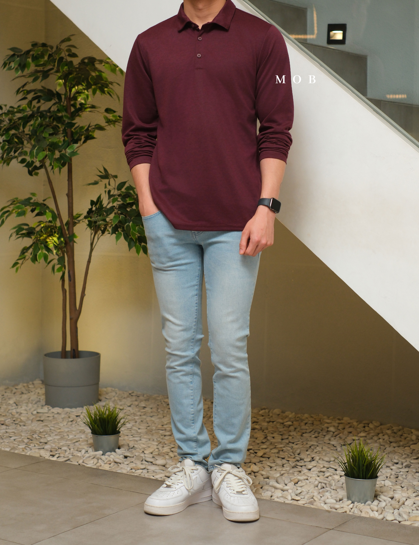 APTPLS01001 Premier Flex LS Polo Maroon