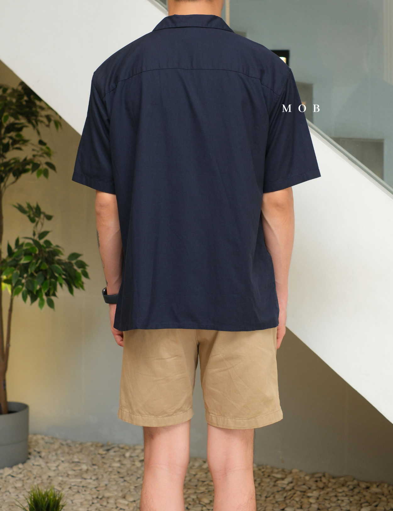 UNQSSS05001C Cotton Open Collar SS Shirt Navy