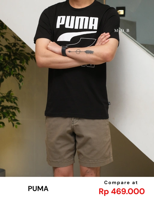 Image of PMSST09013B Rebel Double Script Logo SS Tee Black