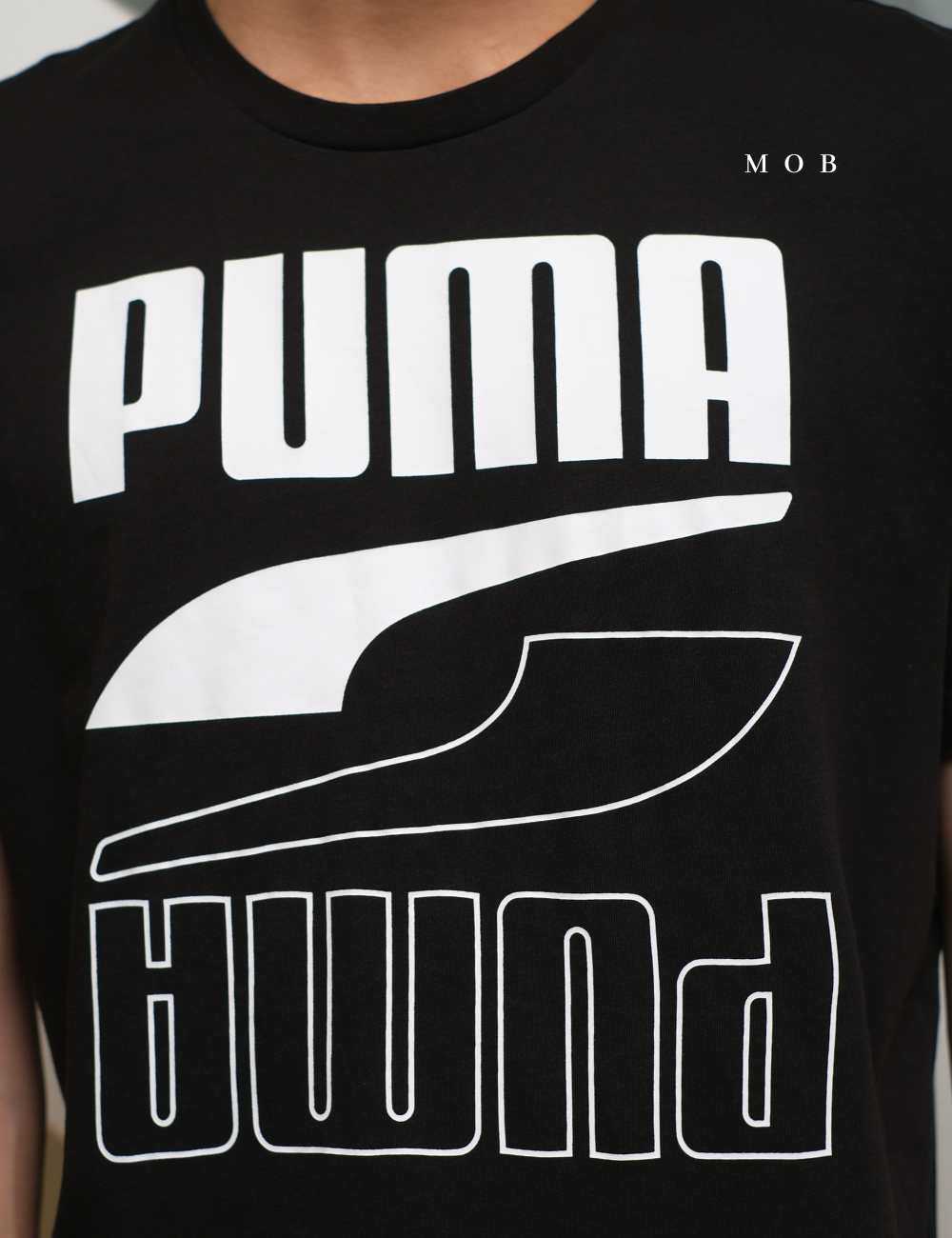 PMSST09013B Rebel Double Script Logo SS Tee Black