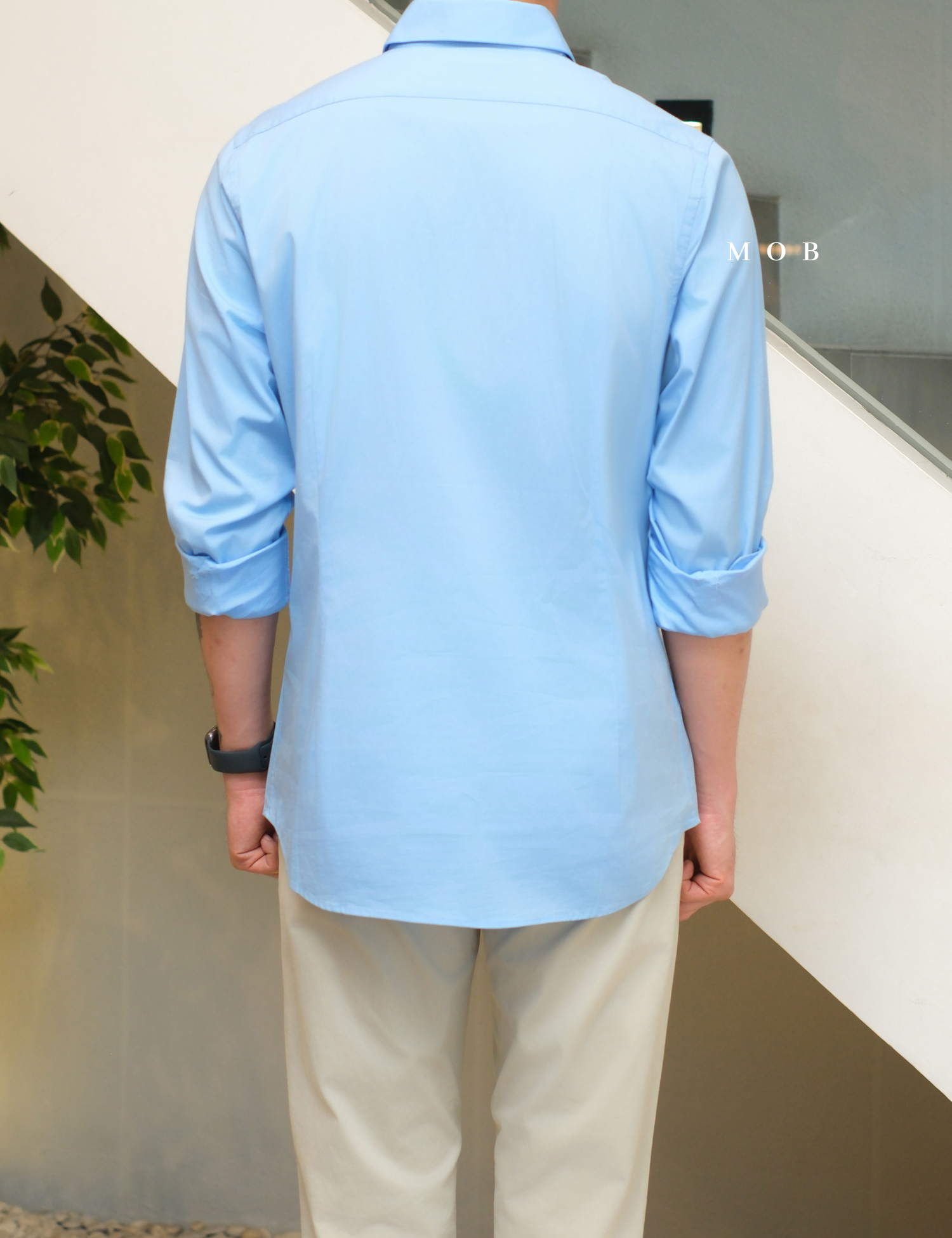 EXLSS07004 FITTED Stretch 1MX LS Shirt Light Blue