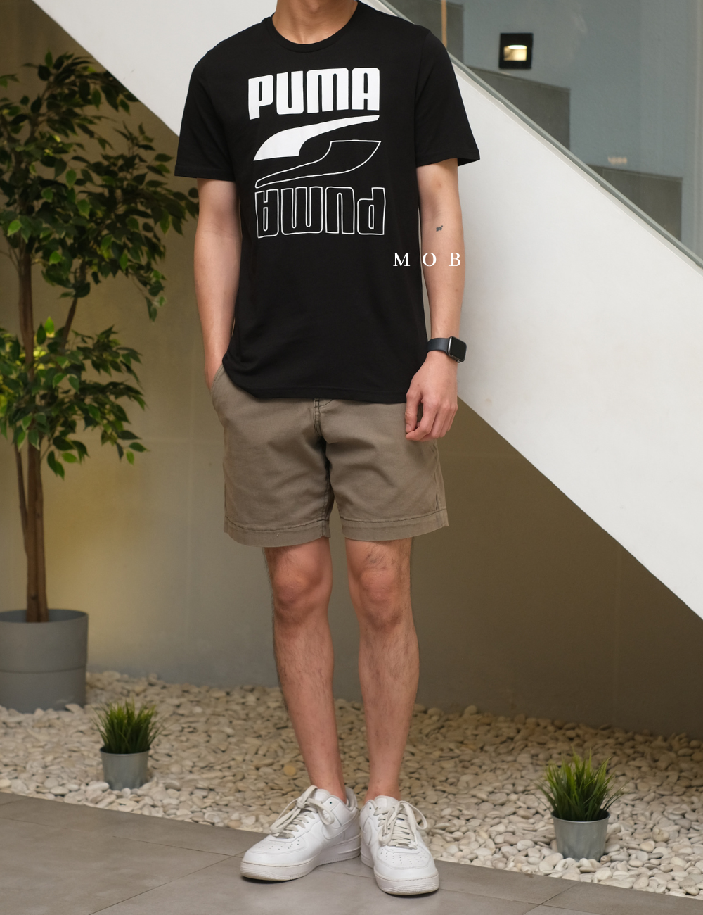 PMSST09013B Rebel Double Script Logo SS Tee Black