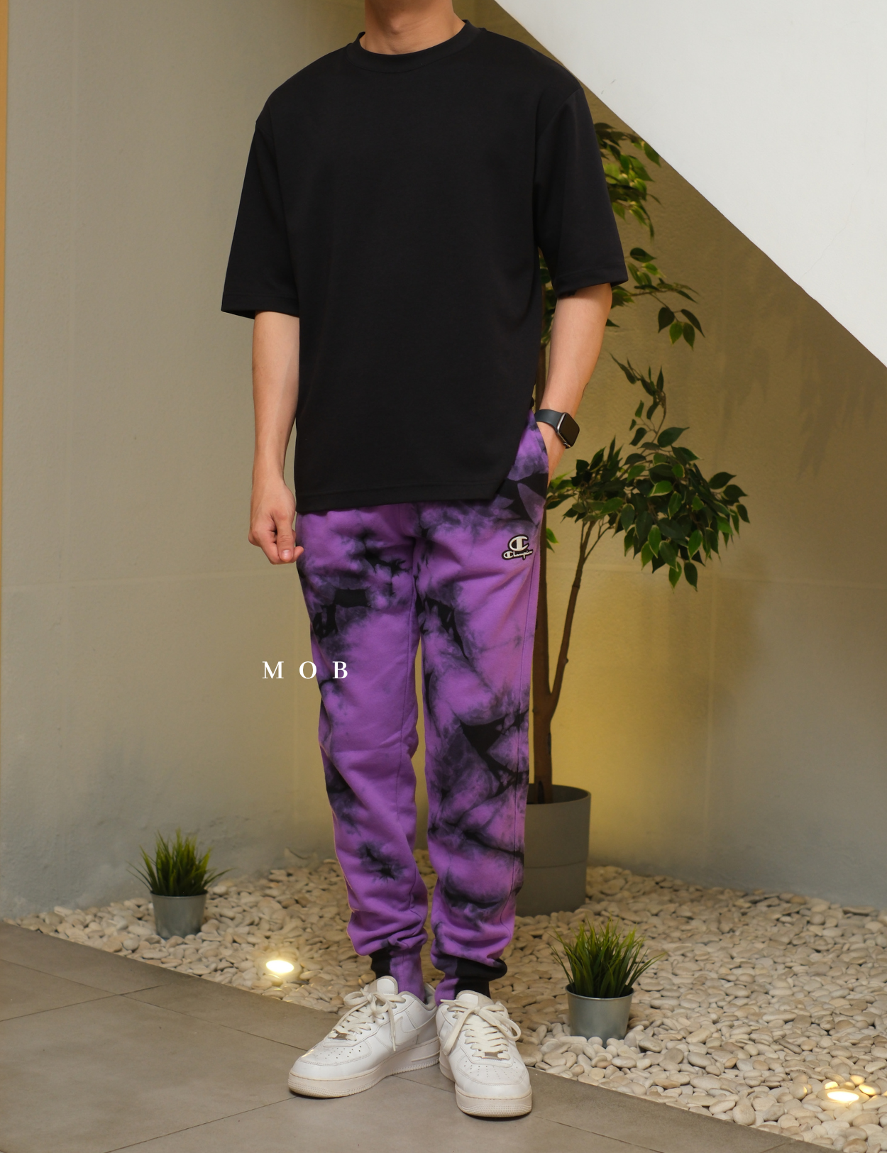 CHMPJP09001G Galaxy Tie Dye Jogger Purple Black