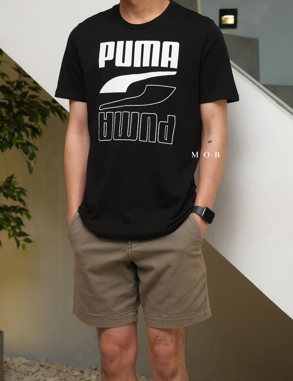 PMSST09013B Rebel Double Script Logo SS Tee Black