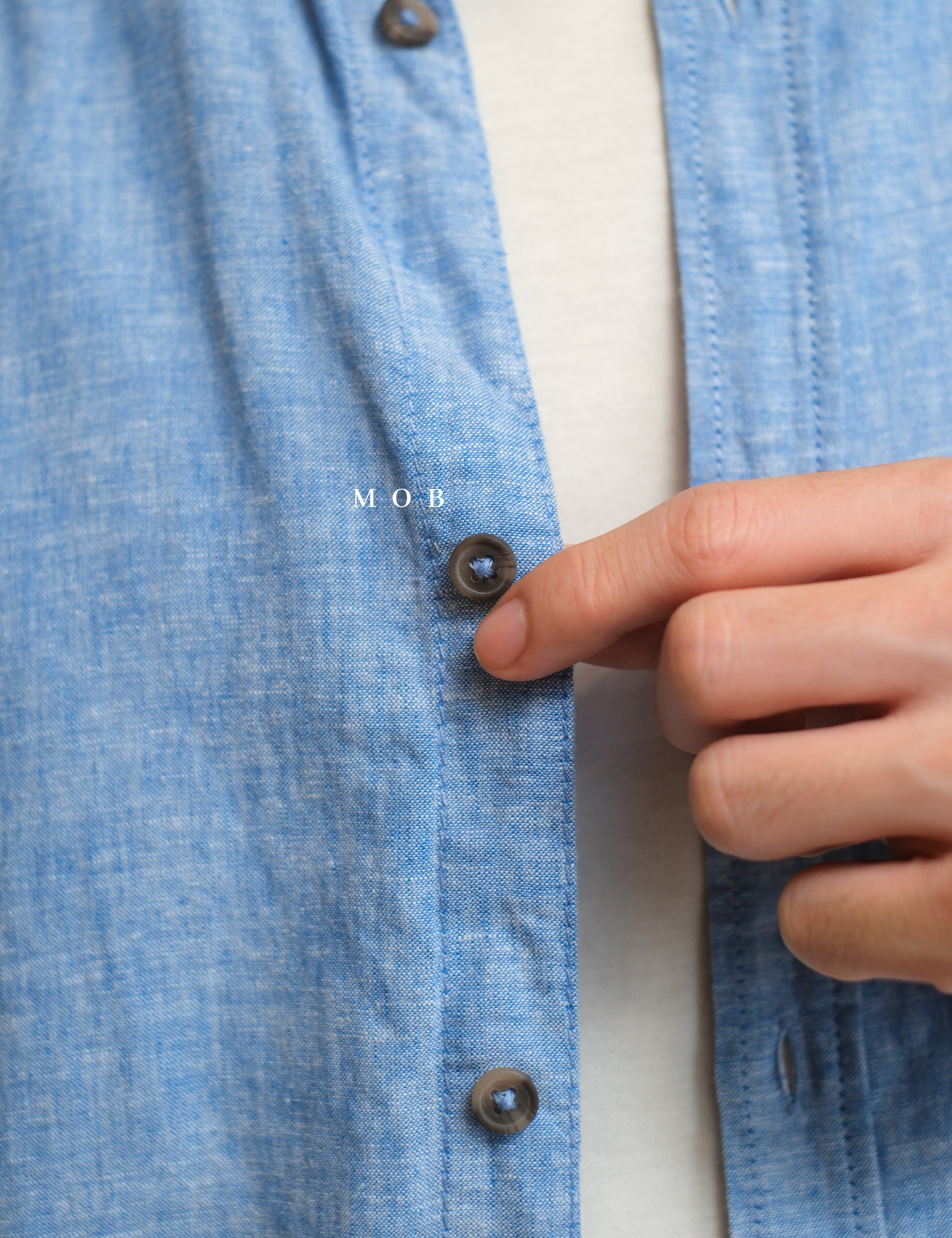 TTSSS01001 Regular LINEN Pocket SS Shirt Blue