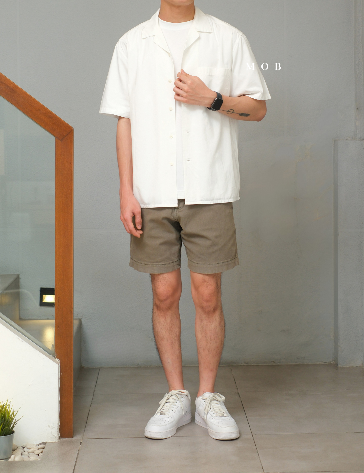 UNQSSS05001D Cotton Open Collar SS Shirt White