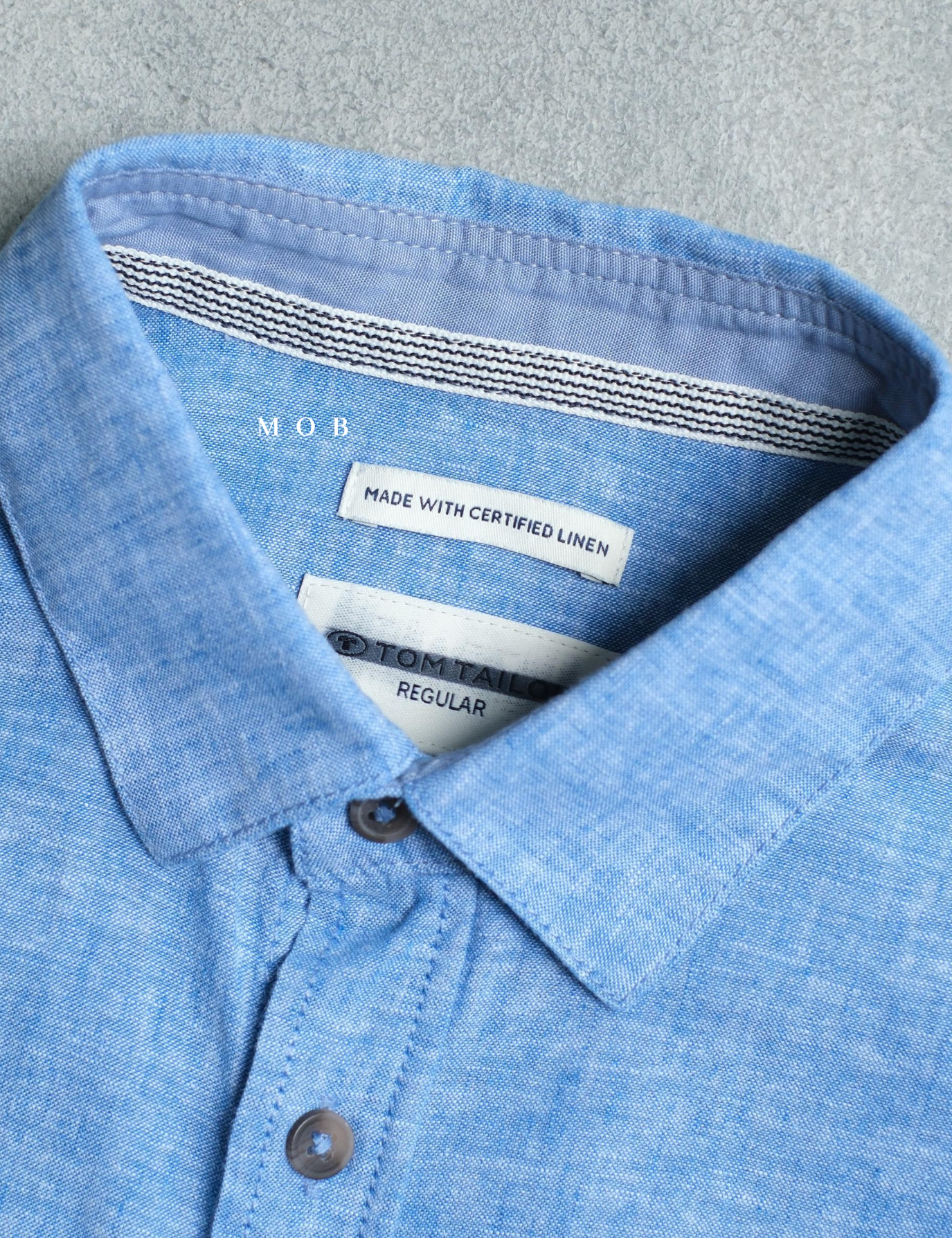 TTSSS01001 Regular LINEN Pocket SS Shirt Blue