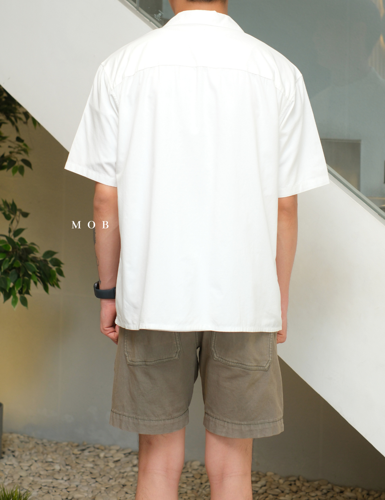 UNQSSS05001D Cotton Open Collar SS Shirt White