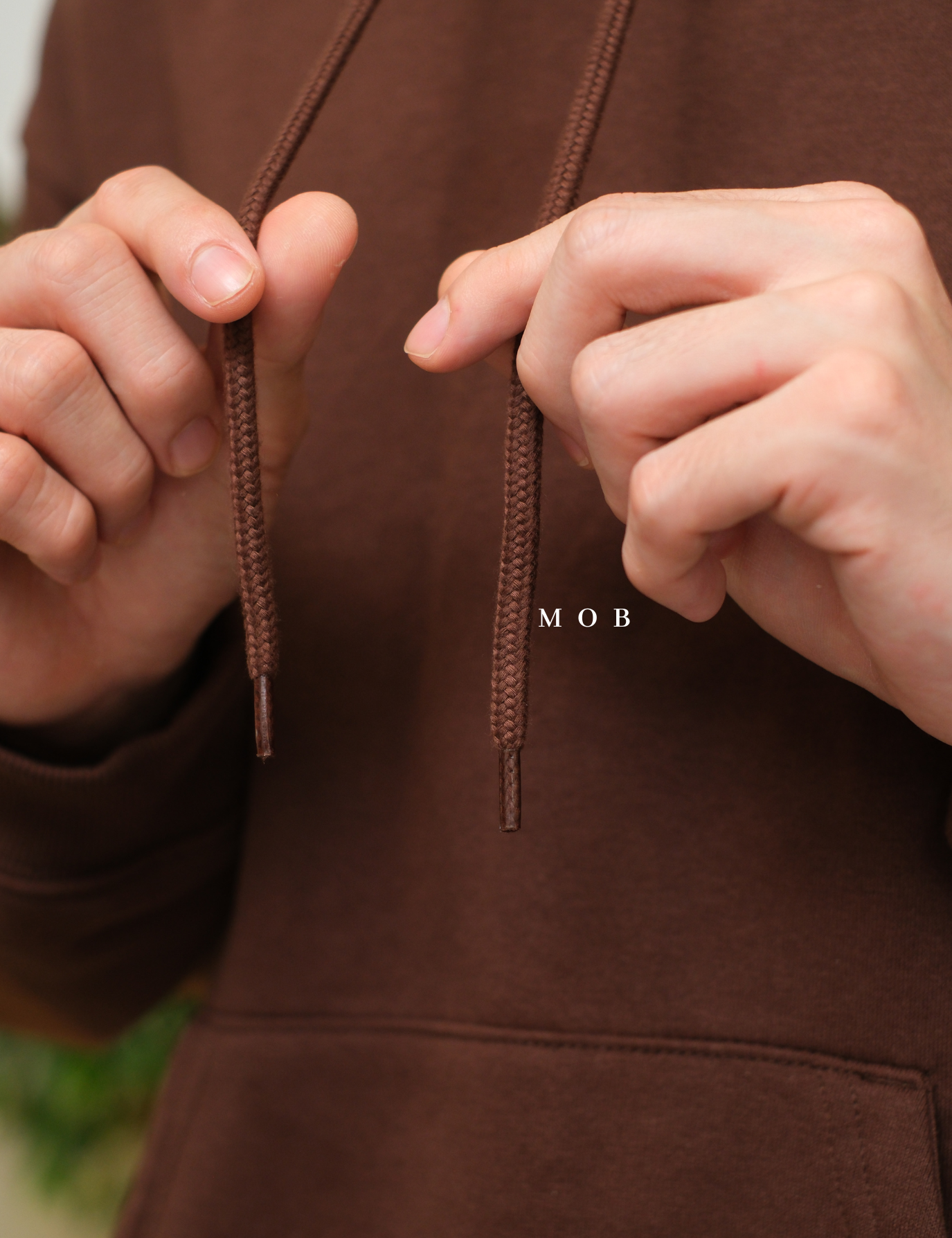 HMHOD02002D Loose Basic Pullover Hoodie Brown