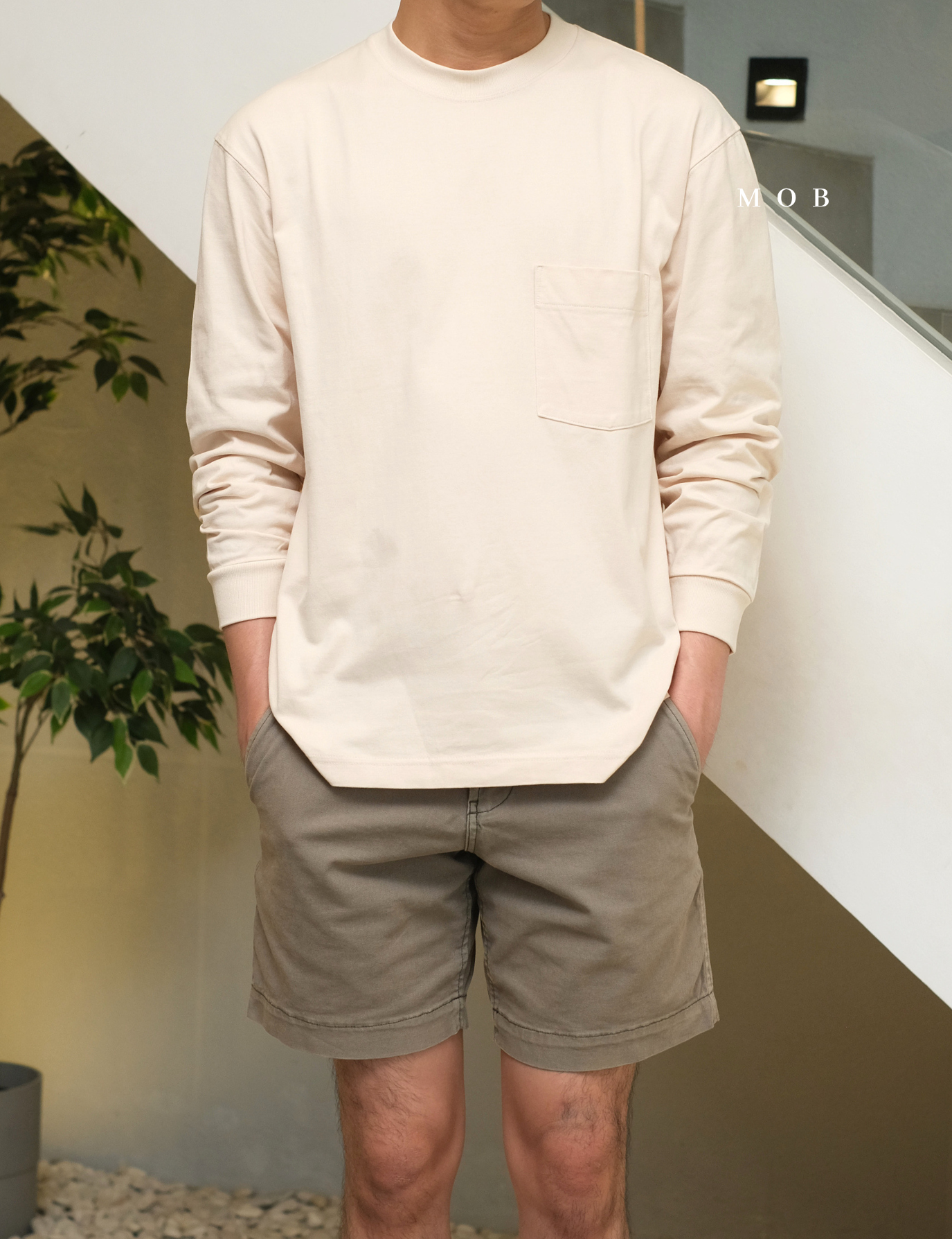 UNQLST02003 Basic Crewneck LS Tee Beige