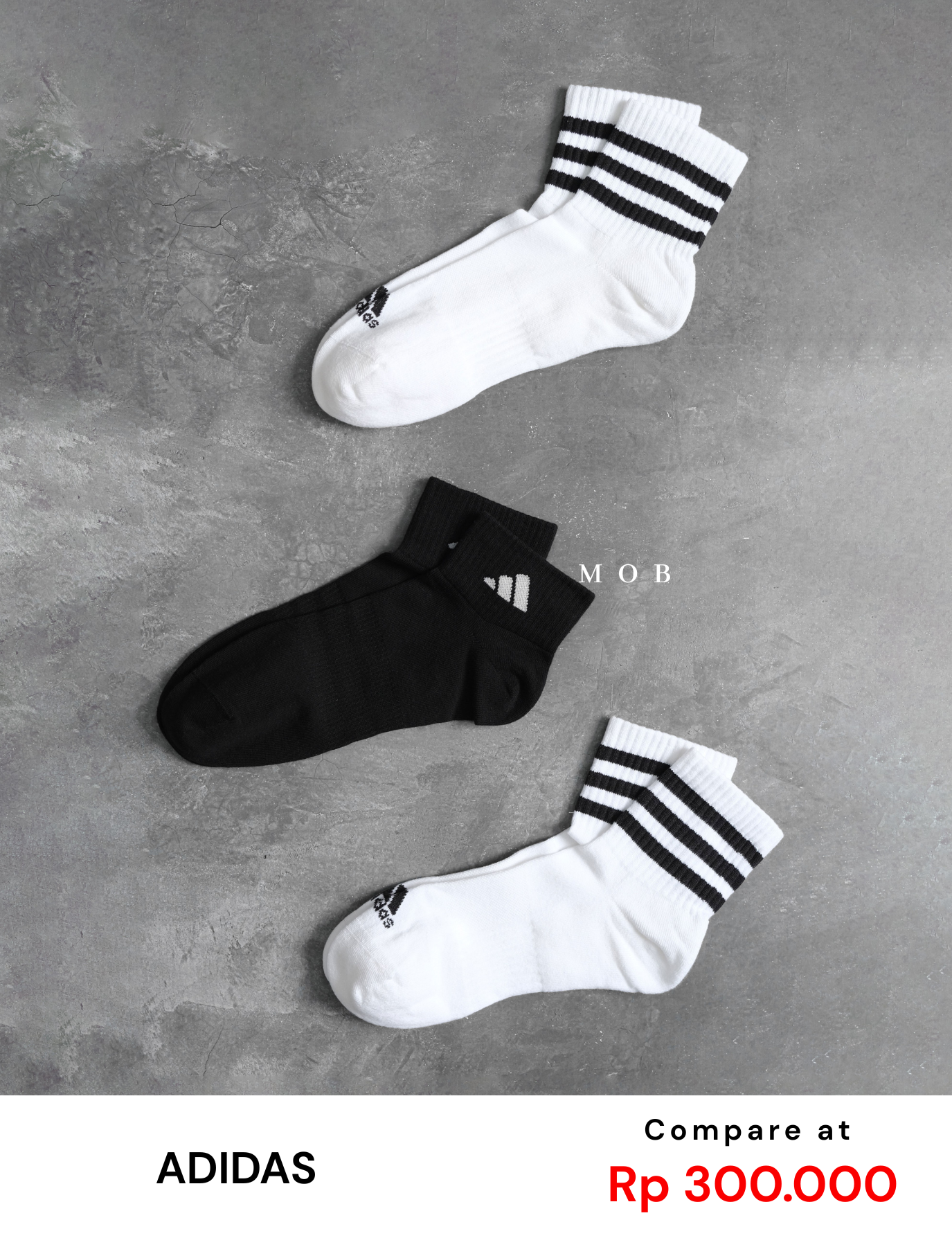 ADDSSO02004 Ankle & Mid Crew Socks Type 4 (3 PASANG) (M ONLY)