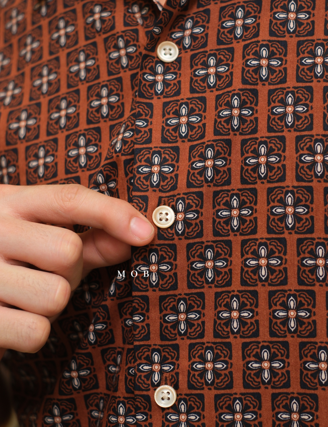 AFSSS01006A Pattern SS Shirt Brown Batik Inspired