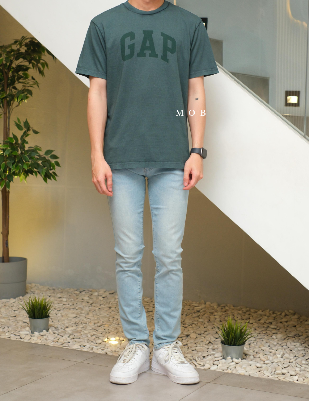 GPSST2005B Arch Logo SS Tee Dark Green Washed