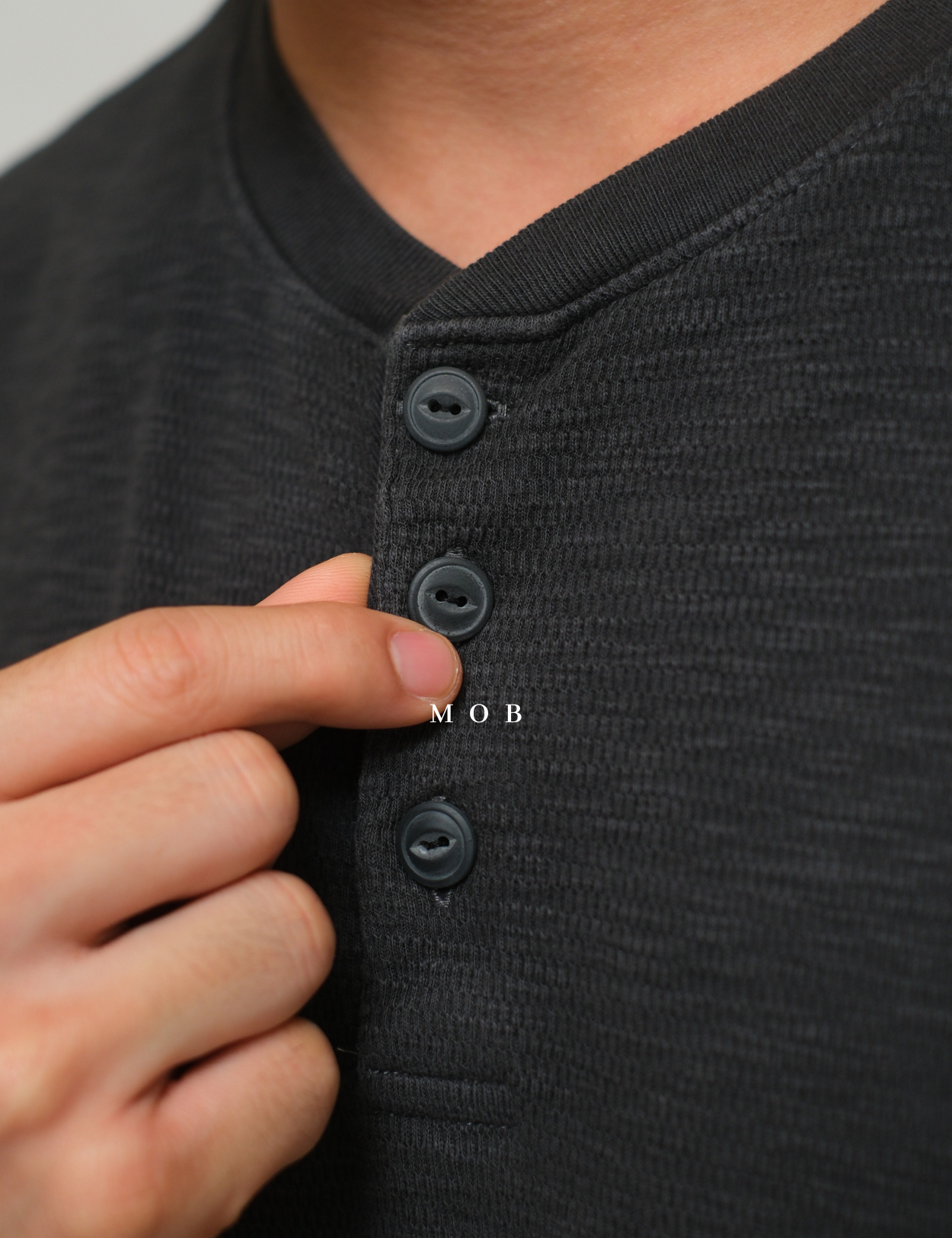 GPLST1302A Textured Henley LS Tee Dark Grey (V2)