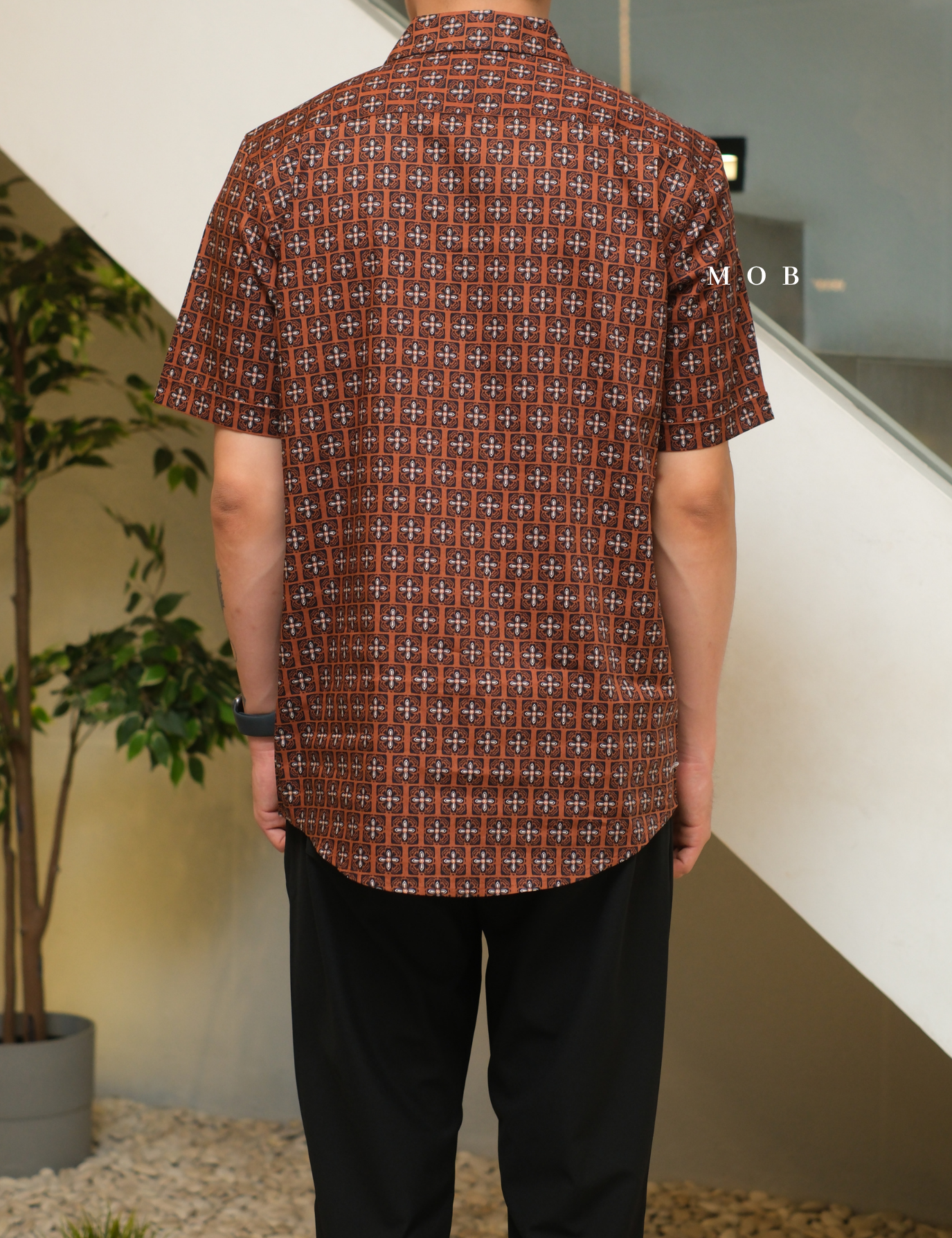 AFSSS01006A Pattern SS Shirt Brown Batik Inspired