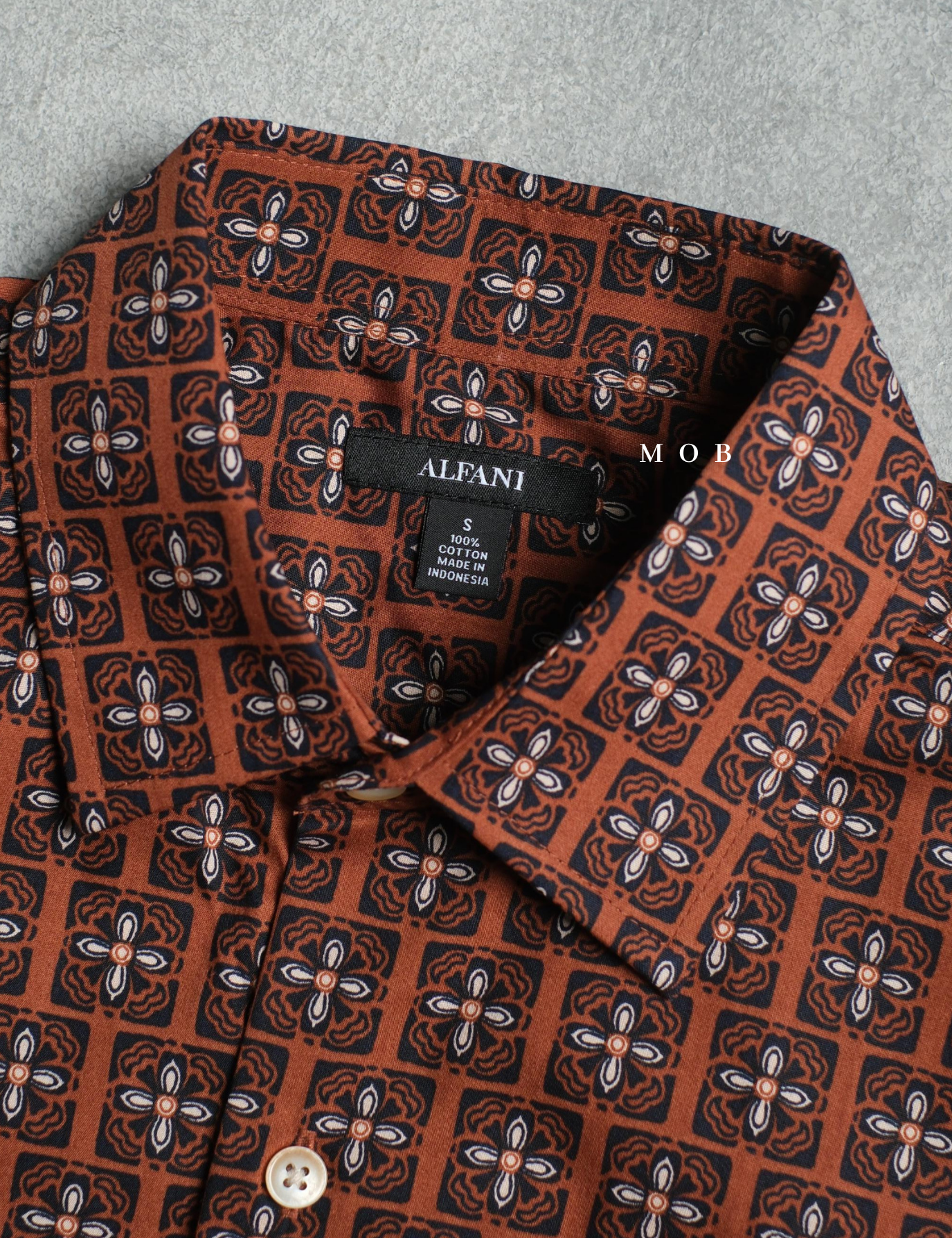 AFSSS01006A Pattern SS Shirt Brown Batik Inspired