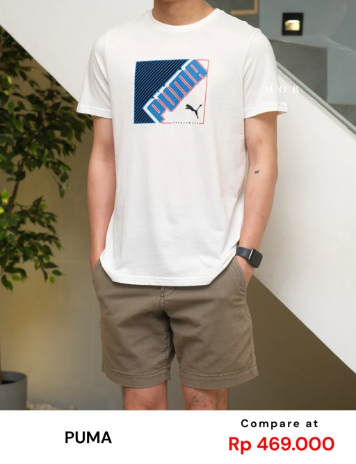 Image of PMSST09014B Flock Logo SS Tee White