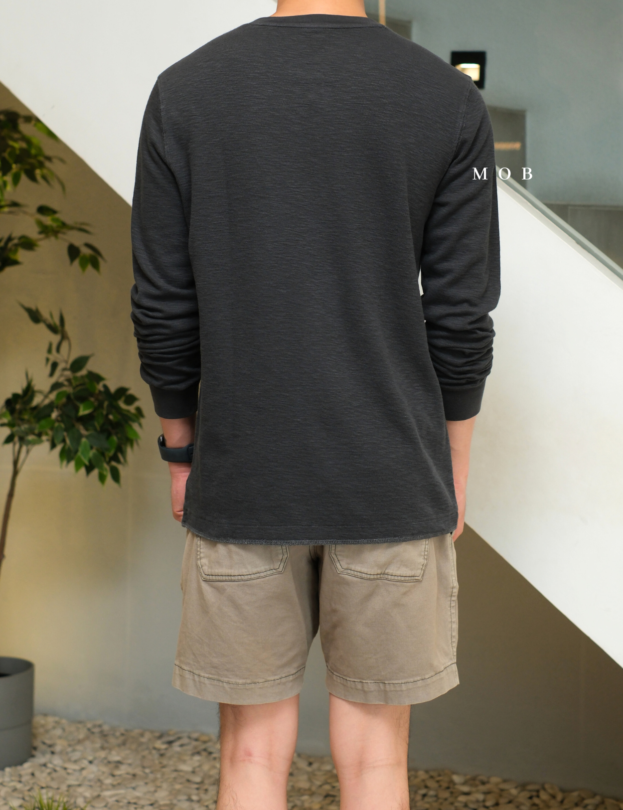 GPLST1302A Textured Henley LS Tee Dark Grey (V2)