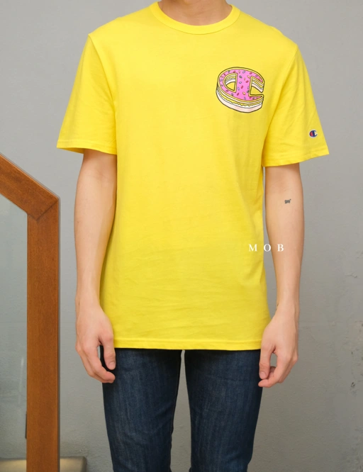 Image of CHMPSST2129 Lightweight Donuts Logo SS Tee Yellow